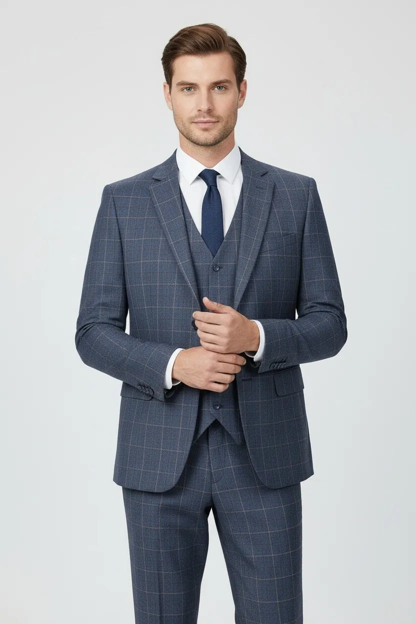 Men's Smart Plaid 3 Piece Suit
