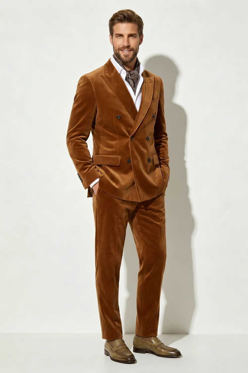 Men's Velvet Double Breasted 2 Piece Suit