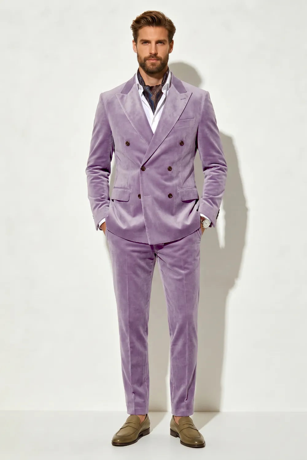 Men's Velvet Double Breasted 2 Piece Suit