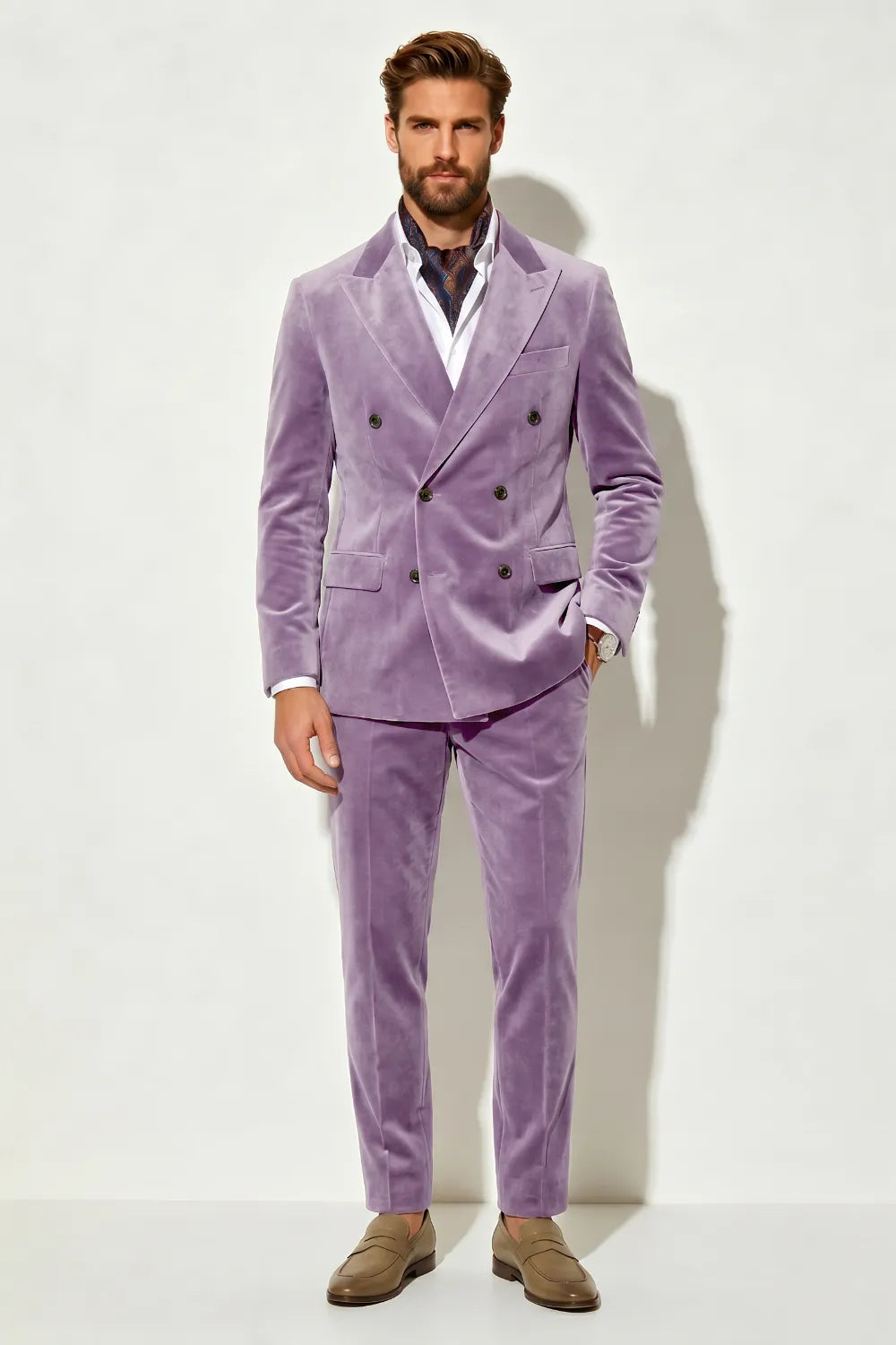Men's Velvet Double Breasted 2 Piece Suit