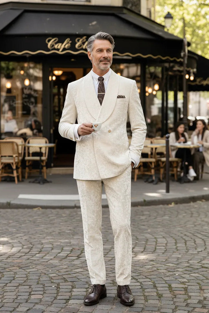 Men's Luxury Shawl Lapel Velvet 2 Piece Suit