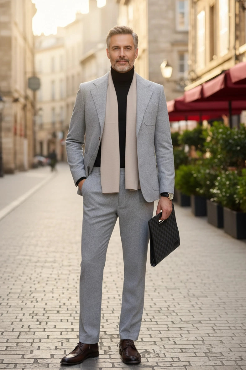 Men's Italian Style Business Herringbone 2 Piece Suits