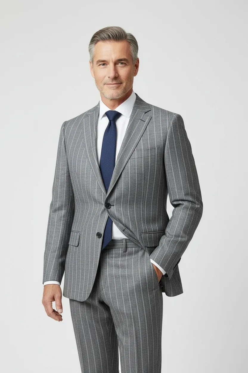 Men's Classic Chalk Stripe 2 Piece Suits