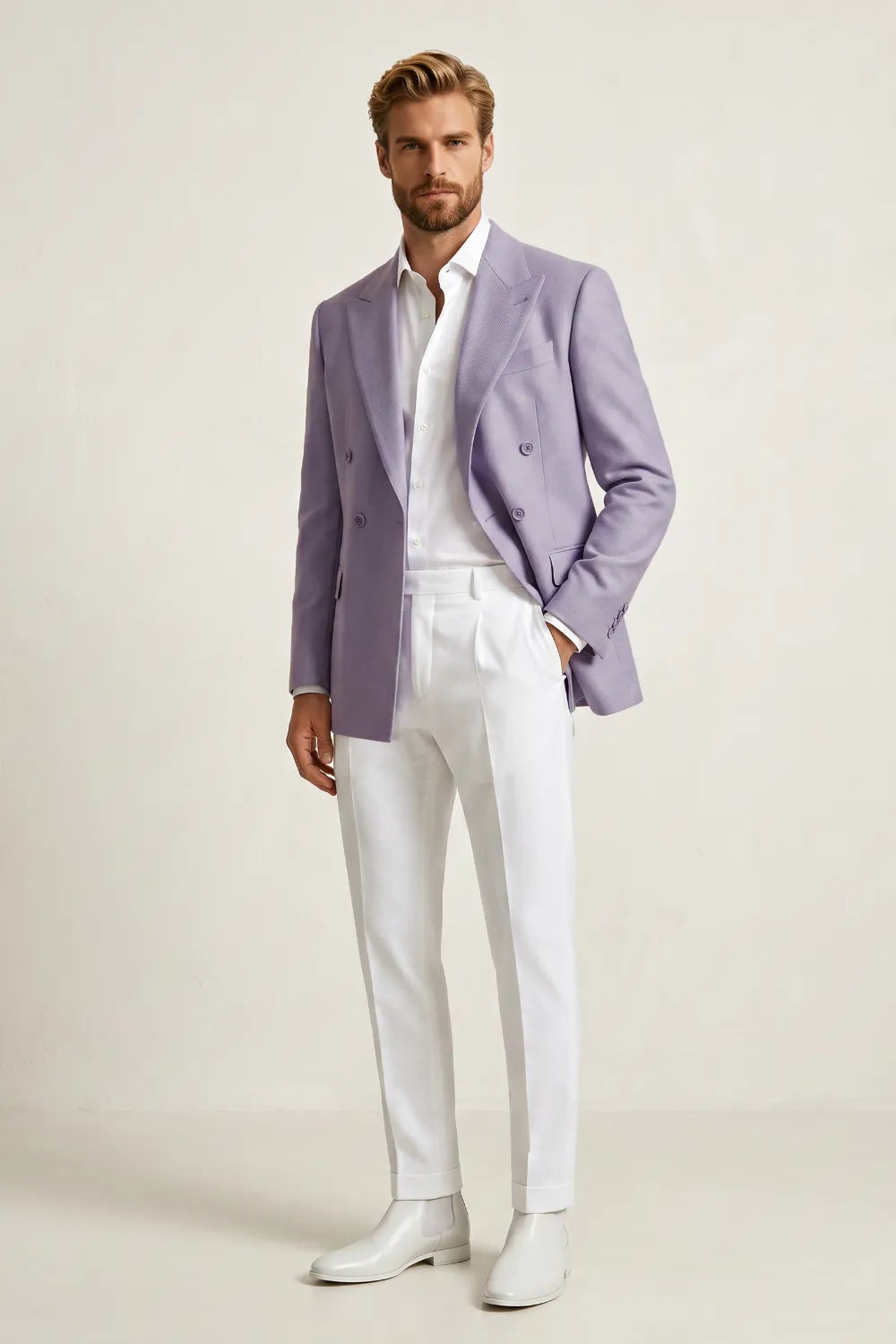 Men's Lavender Double Breasted 2 Piece Suit