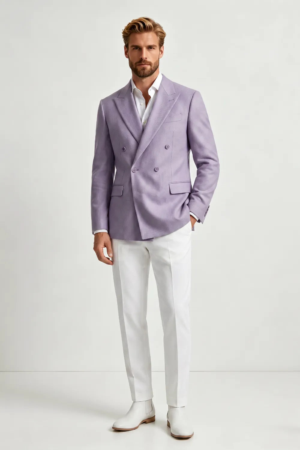 Men's Lavender Double Breasted 2 Piece Suit