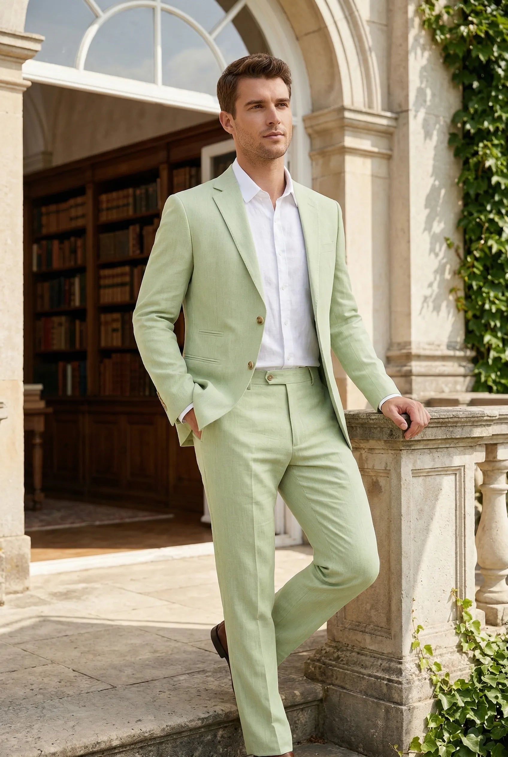 Men's Classic Light Green 2 Piece Suit