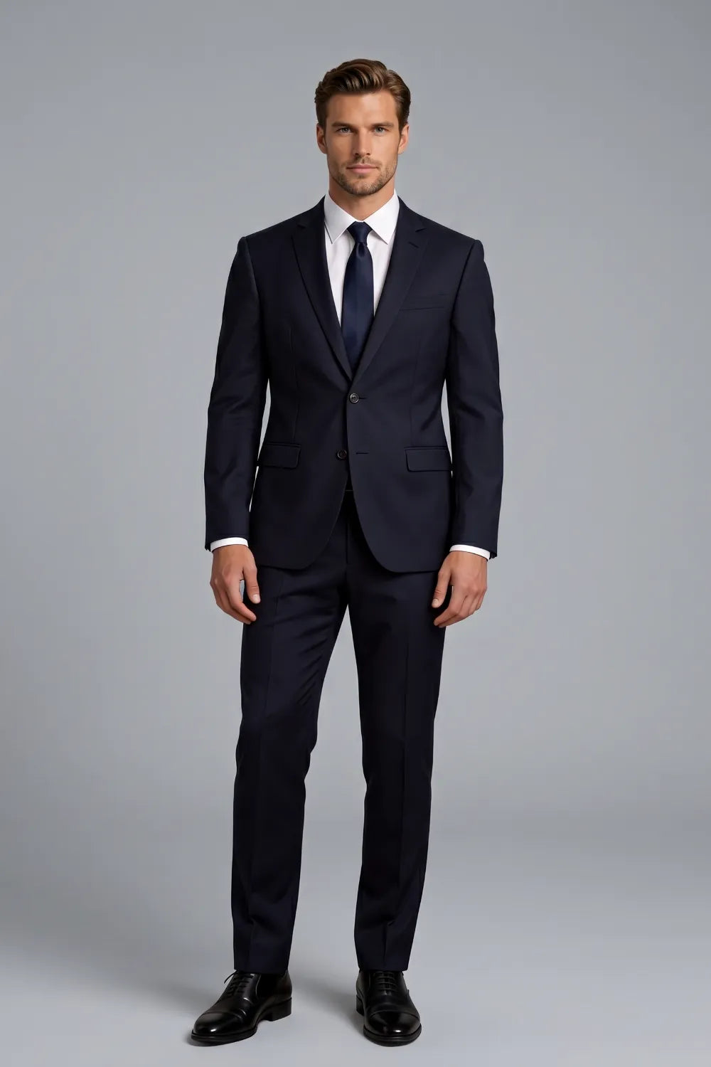 Men's Navy Blue Slim Fit 2-Piece Business Suit