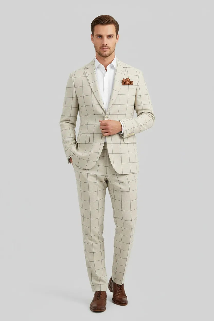 Men's Classic Plaid with Modern Tailoring 2 Piece Suit