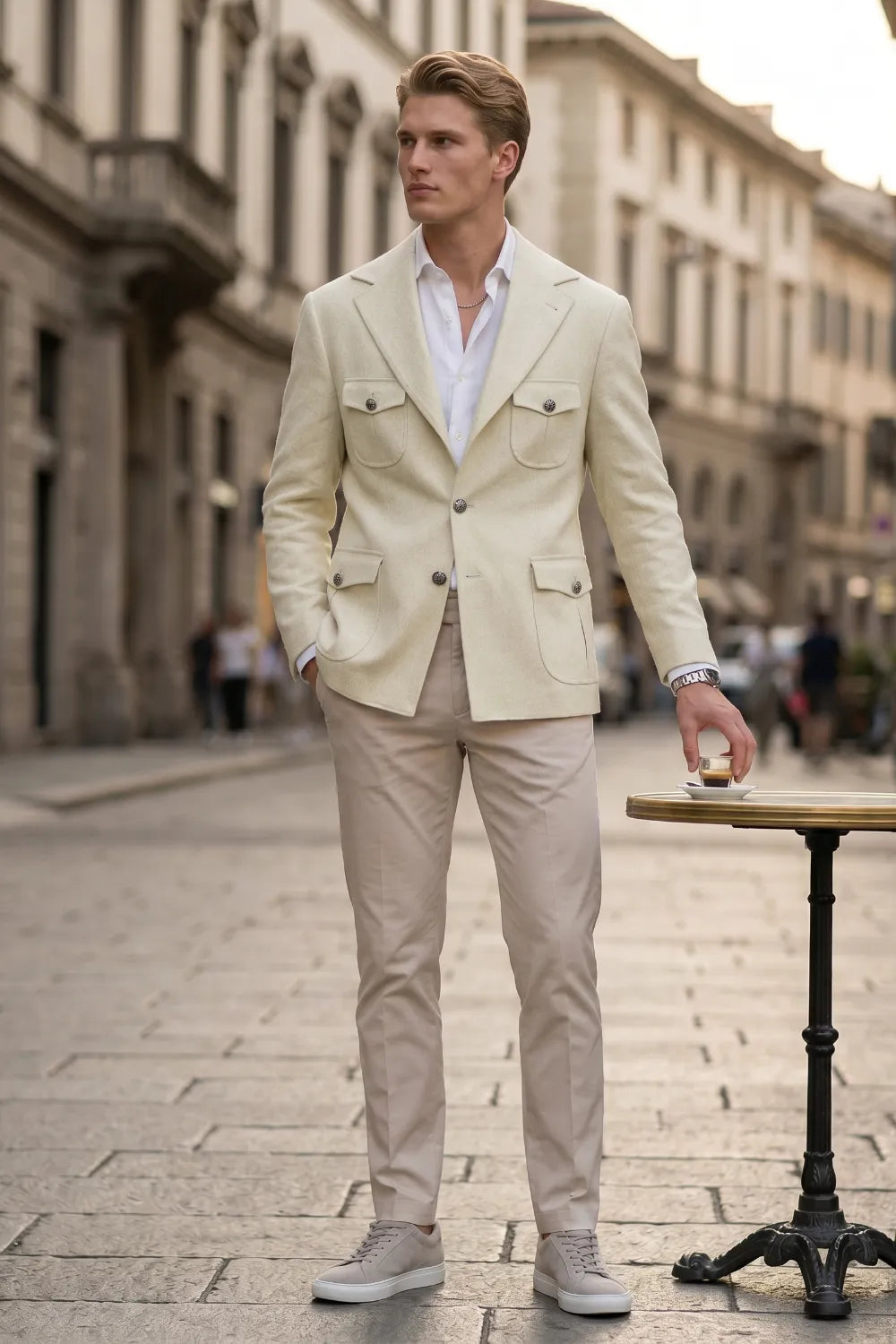 Men's Tailored Linen Safari 2 Piece Suit