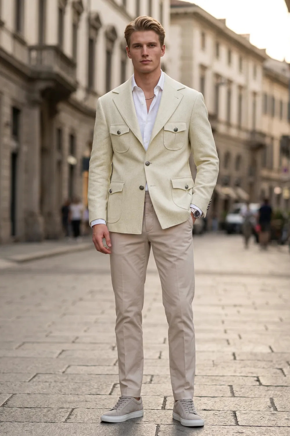 Men's Tailored Linen Safari 2 Piece Suit