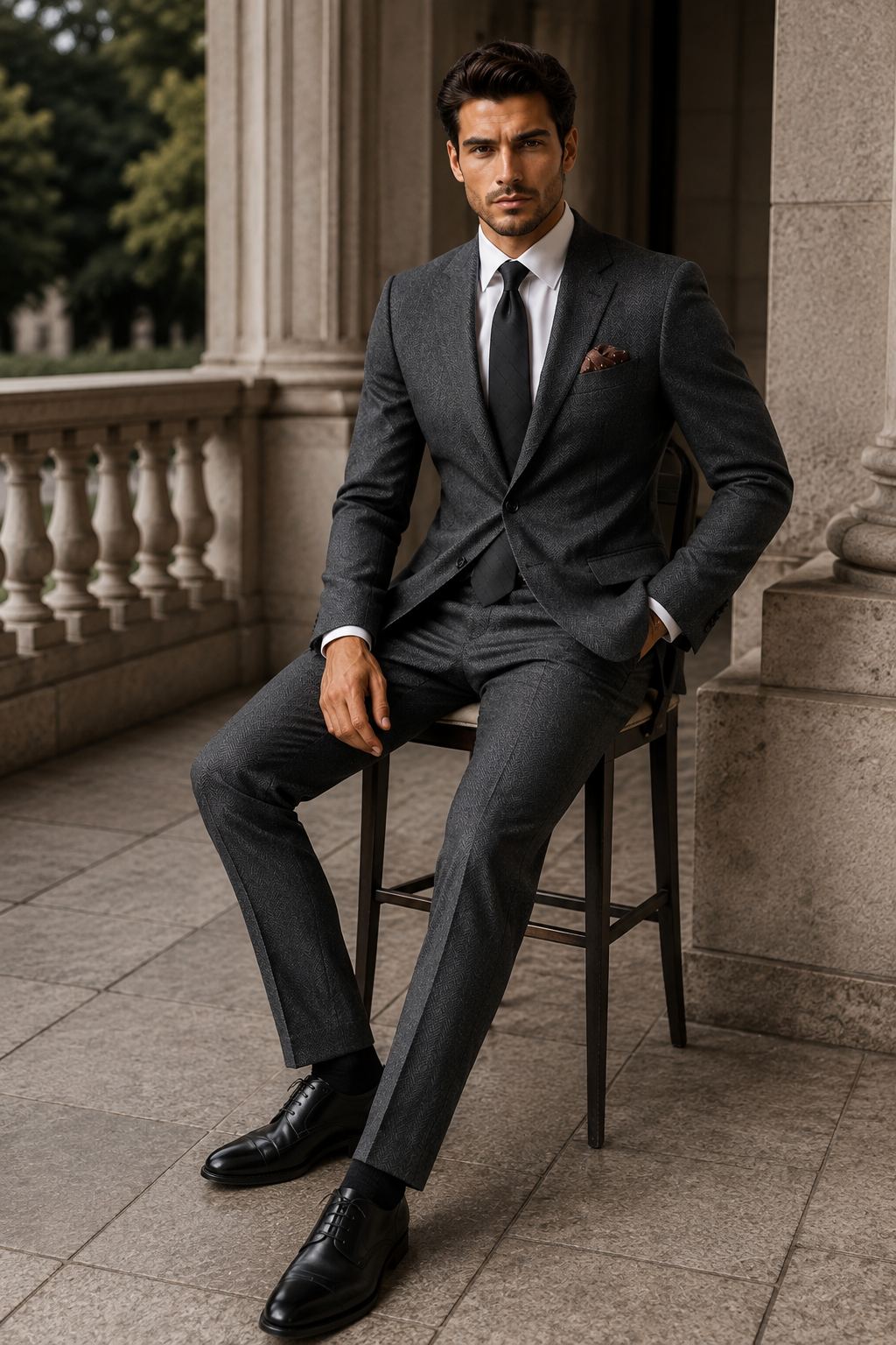 Men's Classic Herringbone Tweed 2 Piece Suit