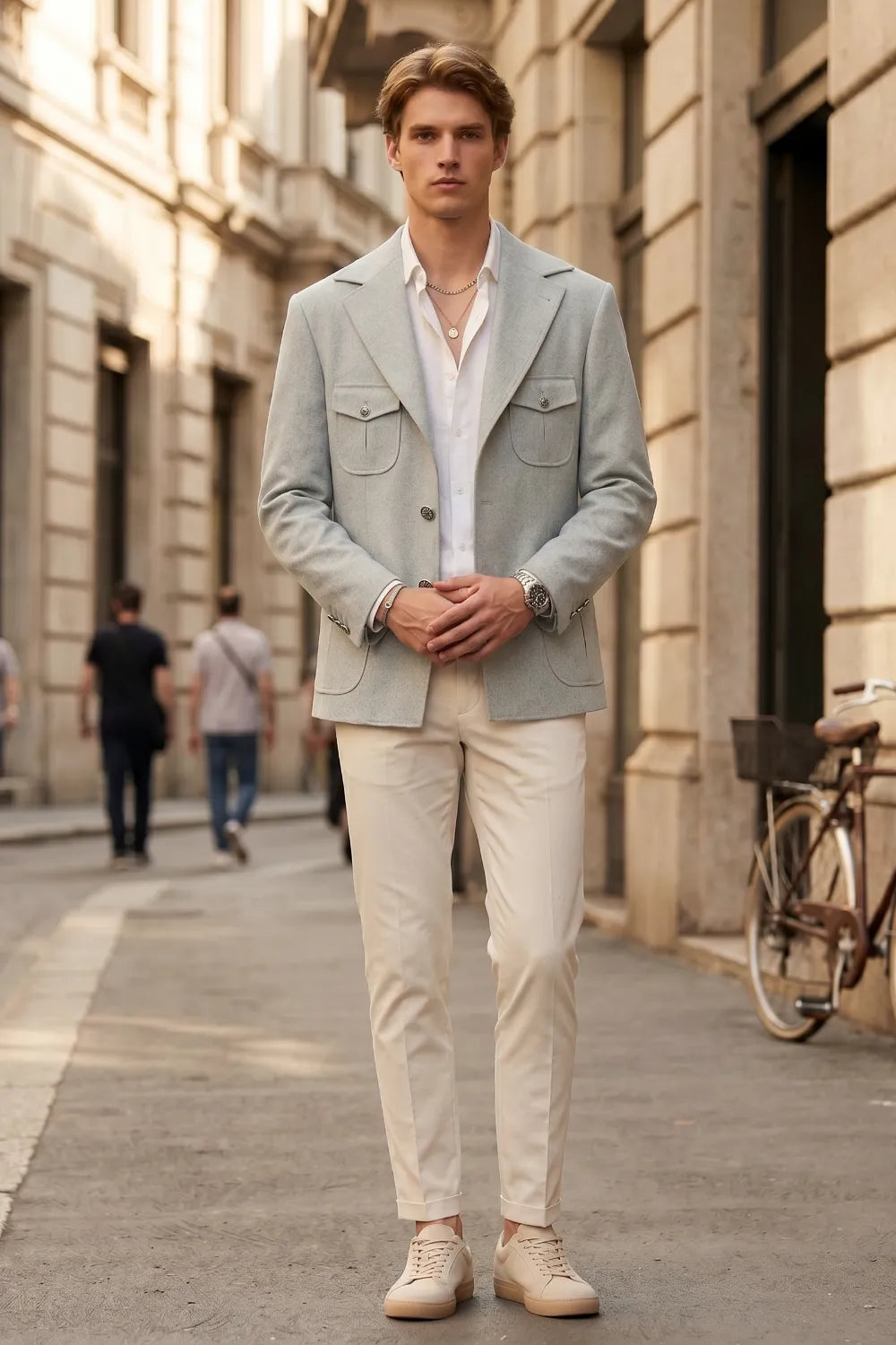 Men's Tailored Linen Safari 2 Piece Suit