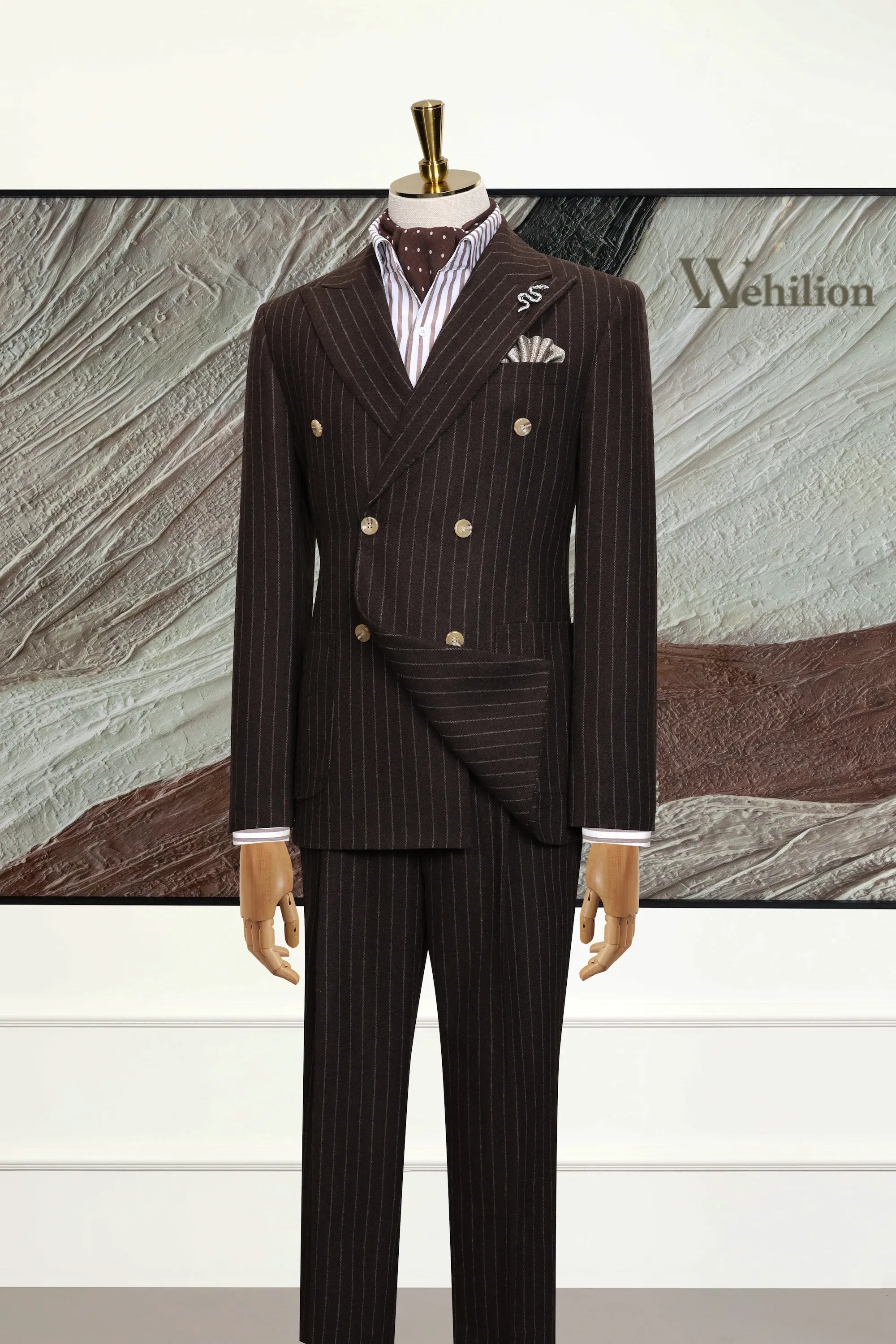 Men's Retro Stripe Wool Blend 2 Piece Suits