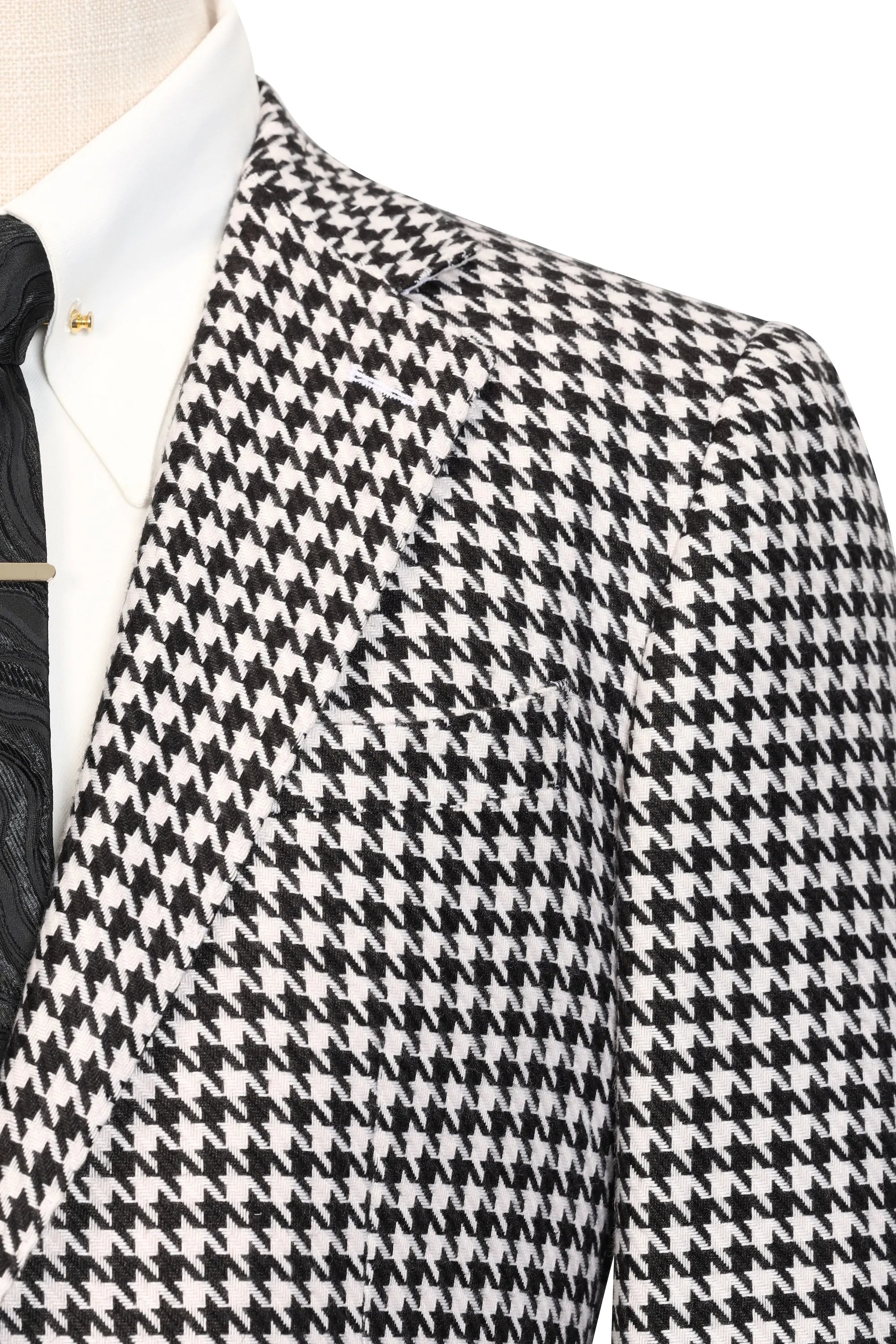 Men's Iconic Black & White Houndstooth 3 Piece Suits