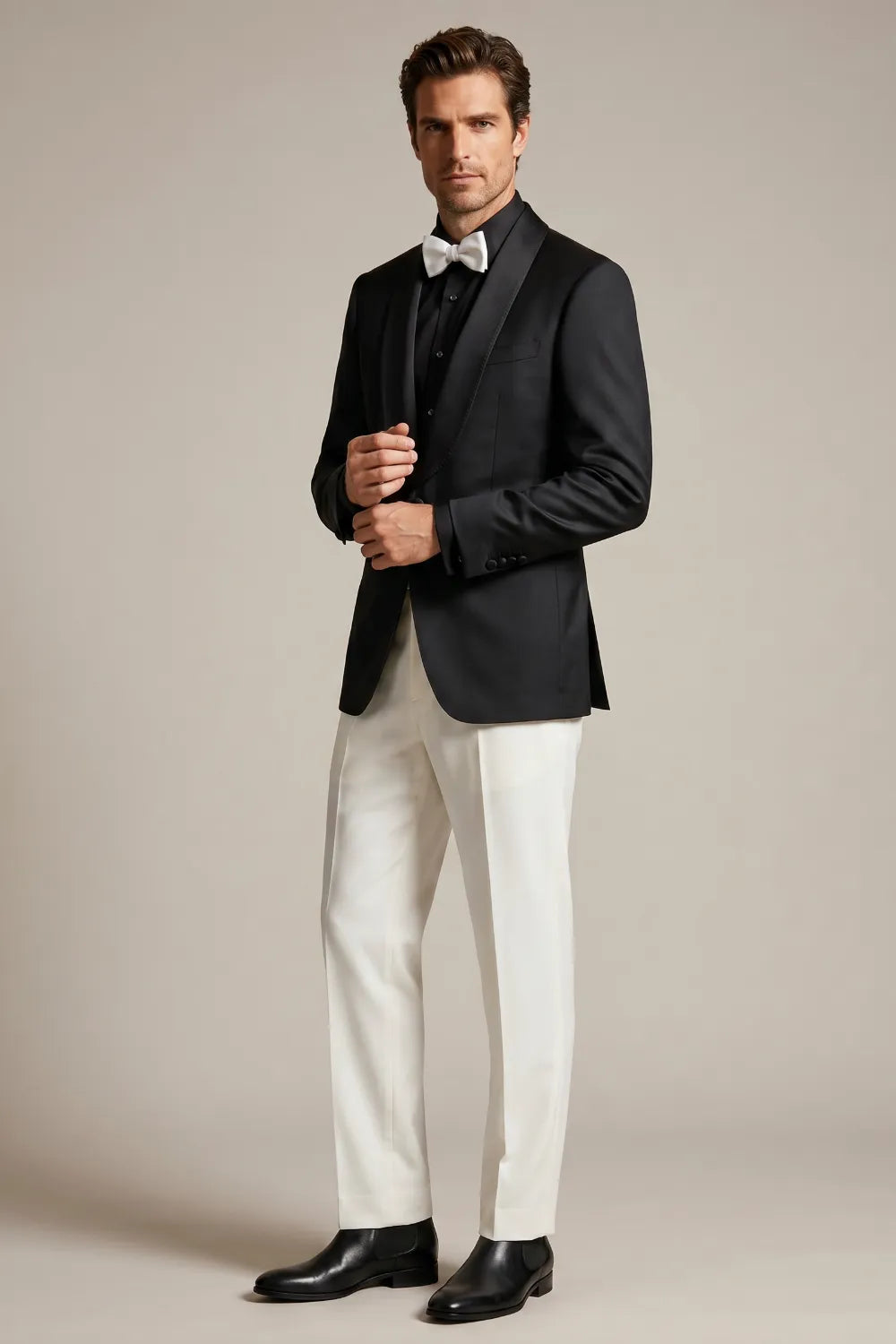Men's Black Shawl Lapel Single Breasted 2-Piece Tuxedo Suit
