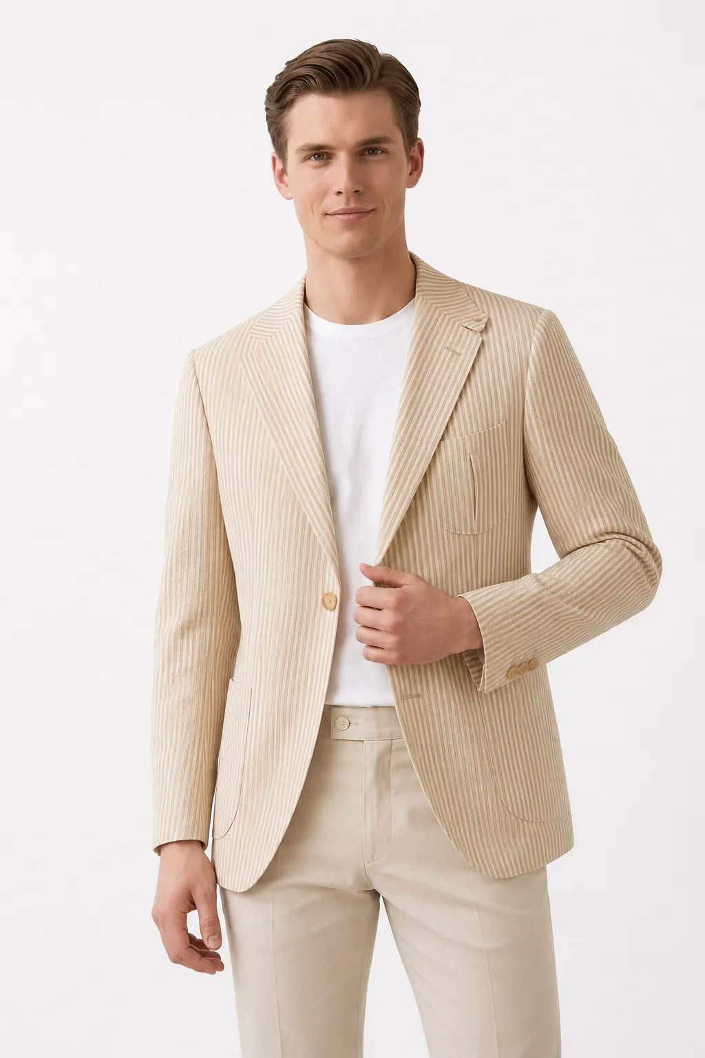 Men's Modern Pinstripe Seersucker 2 Piece Suit