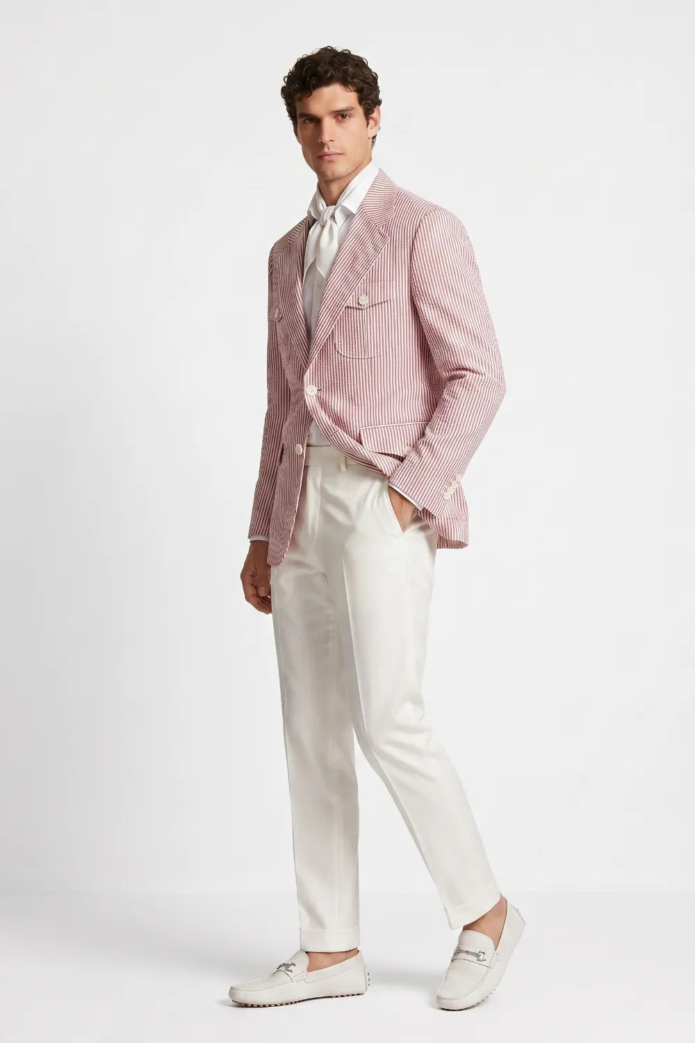 Men's Pink Striped Safari Seersucker Blazer