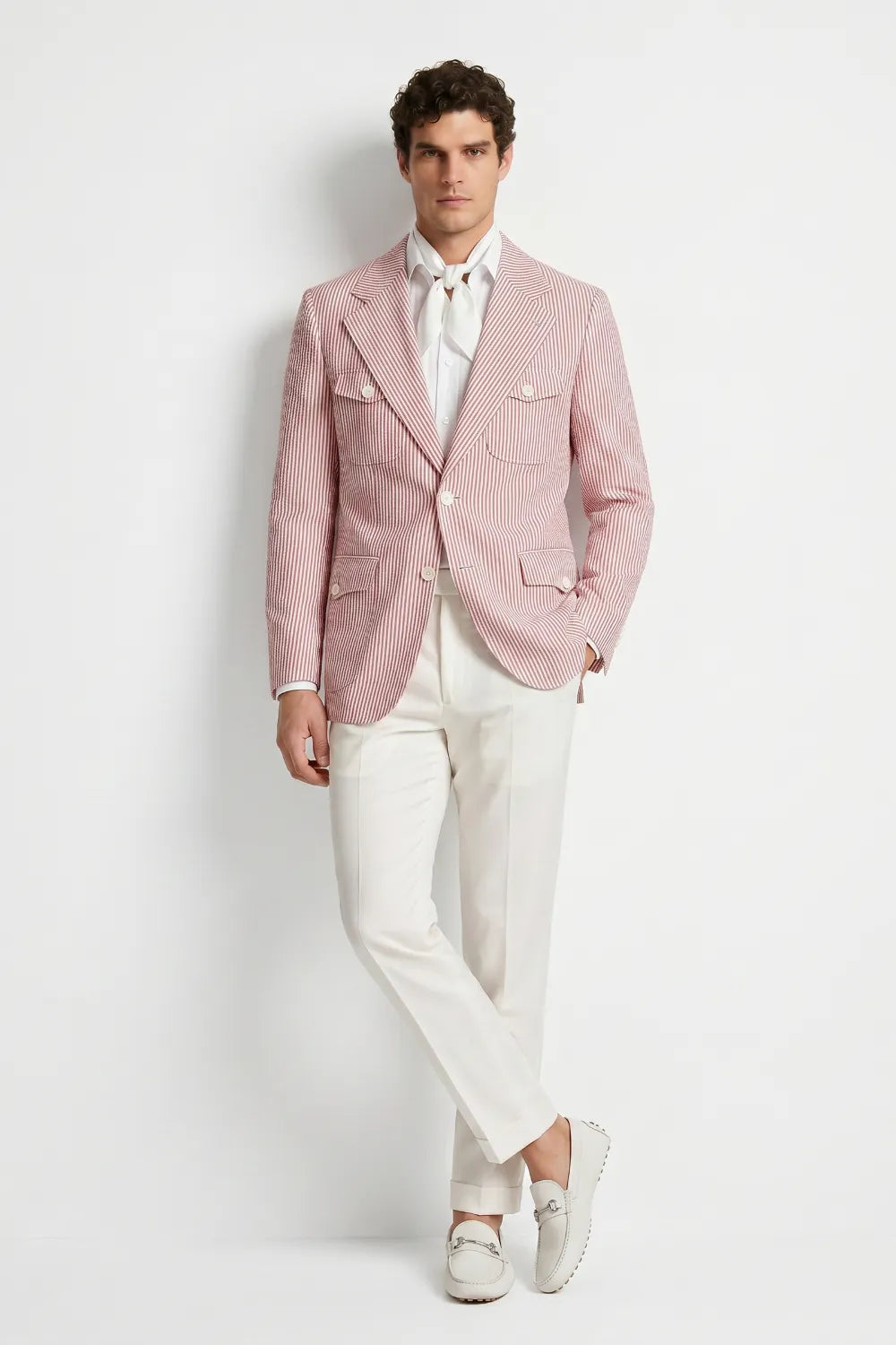 Men's Pink Striped Safari Seersucker Blazer