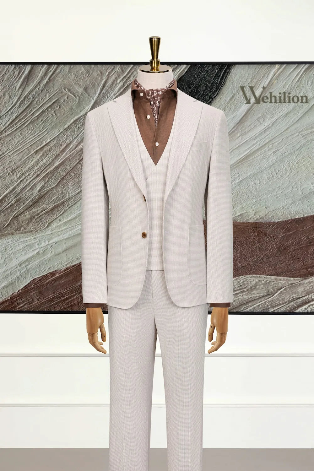 Men's Slim Coastal Linen 3 Piece Suits