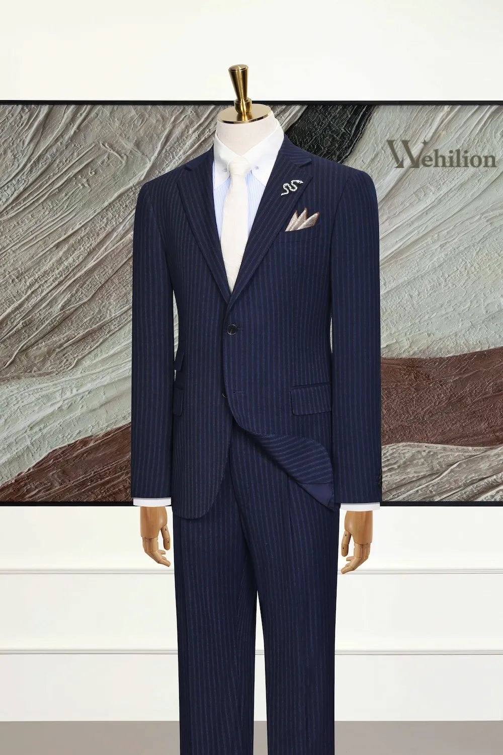Men's Classic Navy Stripe 2 Piece Suits