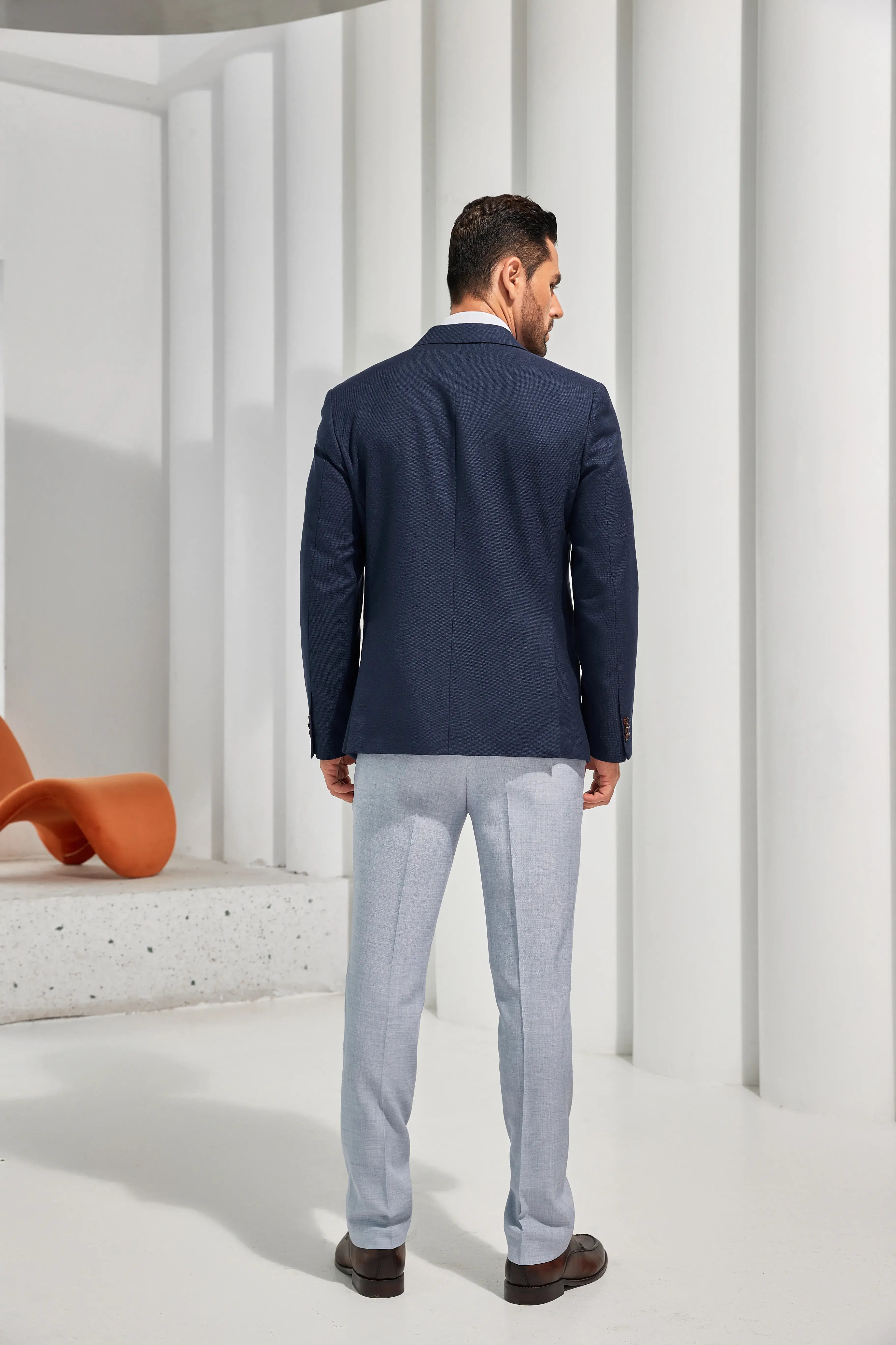 Men's Dark Blue Two-Button Blazer