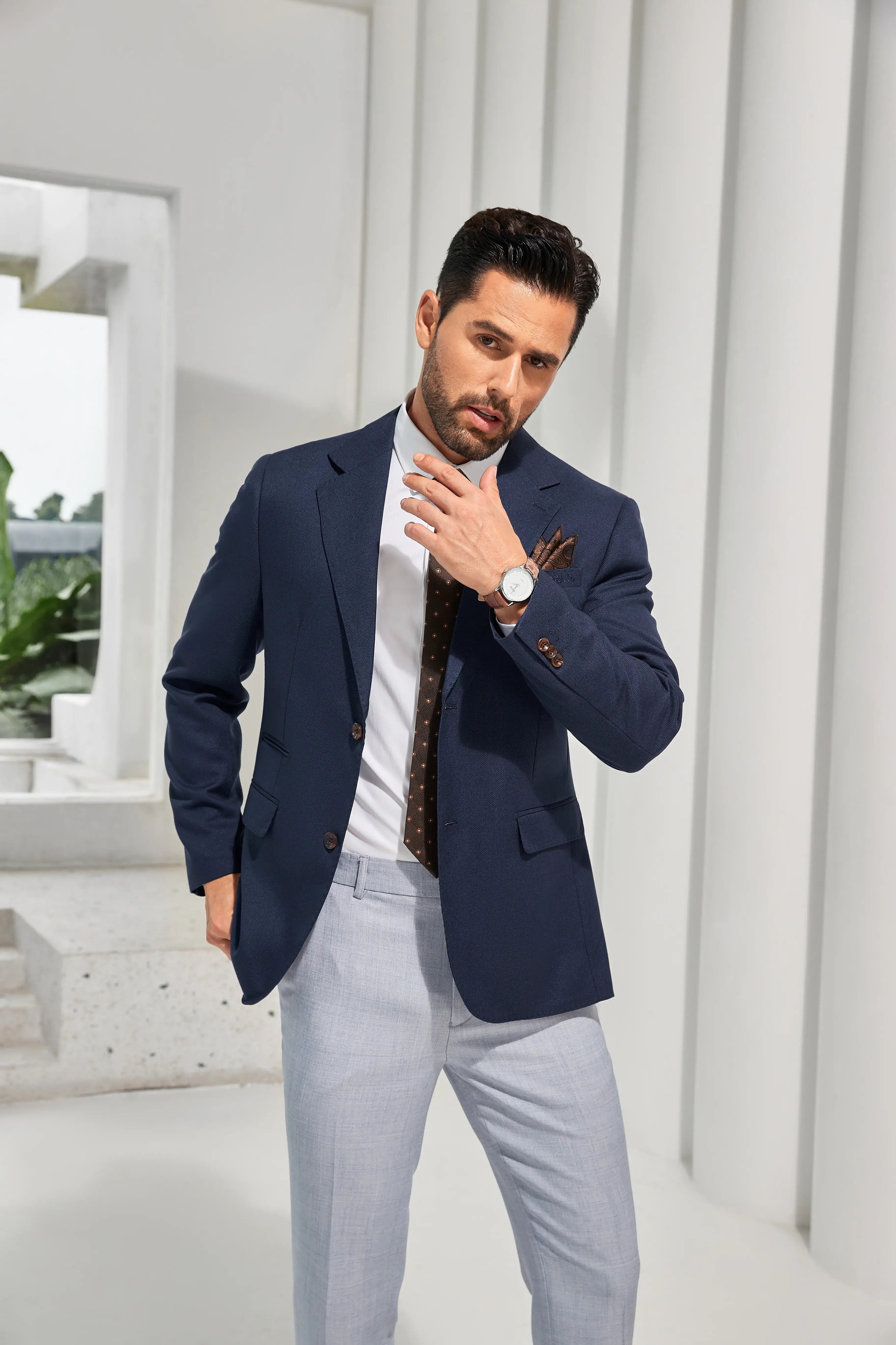 Men's Dark Blue Two-Button Blazer