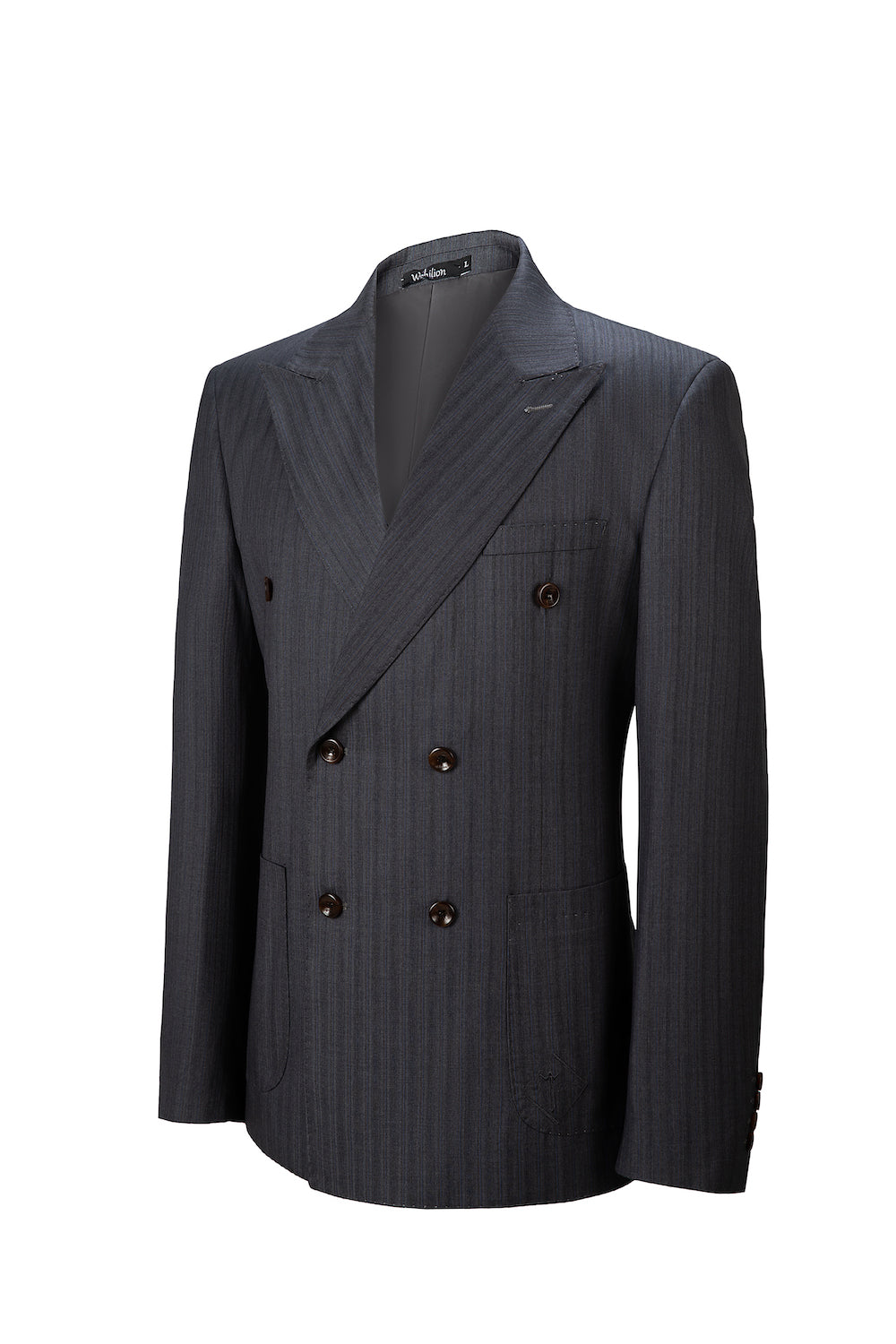 pinstripe blazer in grey – double-breasted 2 button smart casual design