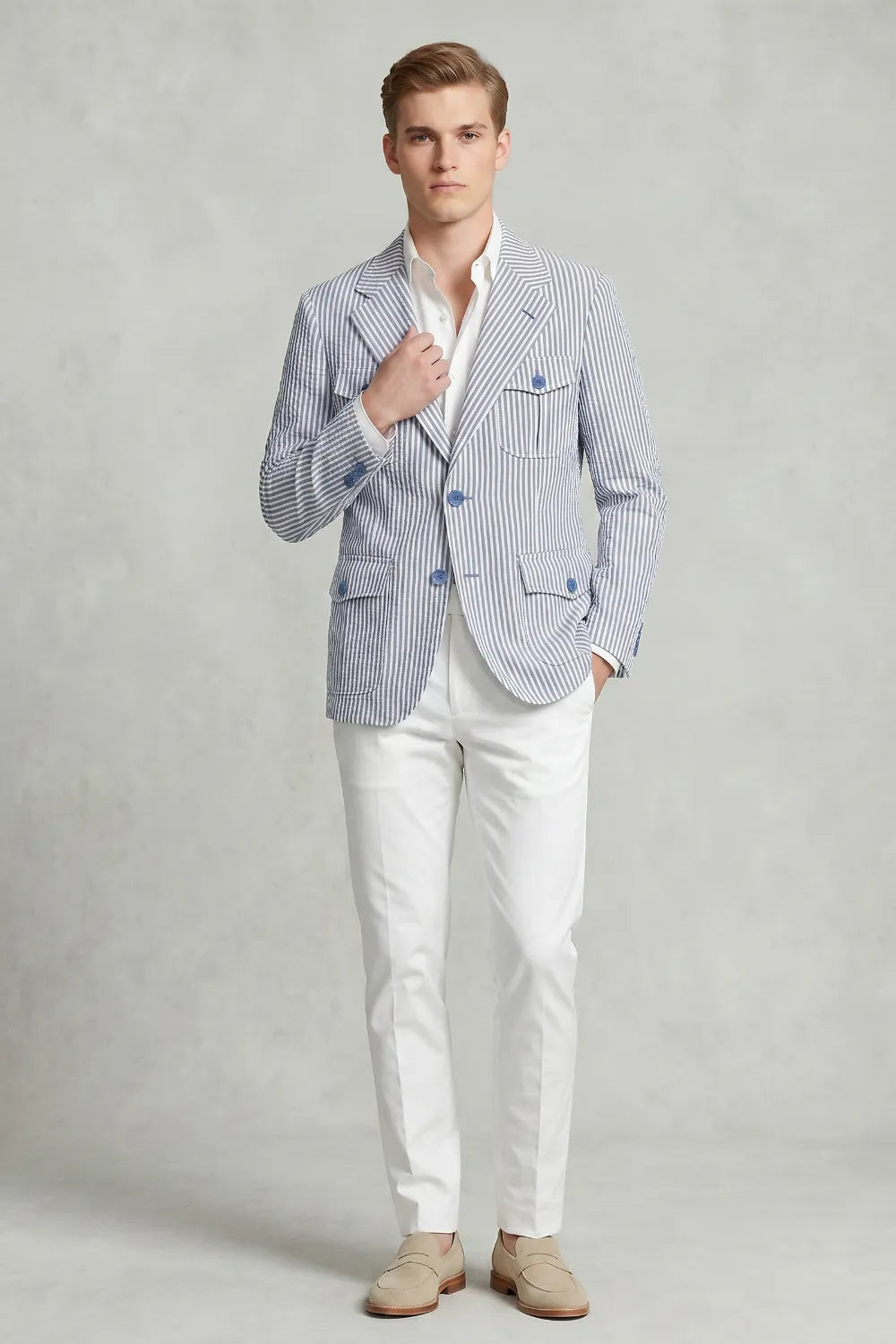 Men's Lightweight Seersucker 2 Piece Suit