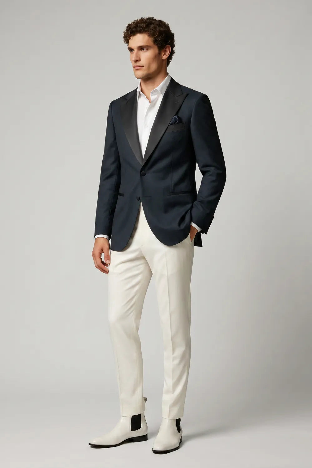 Men's Dark Navy Peak Lapel 2-Piece Tuxedo Suit