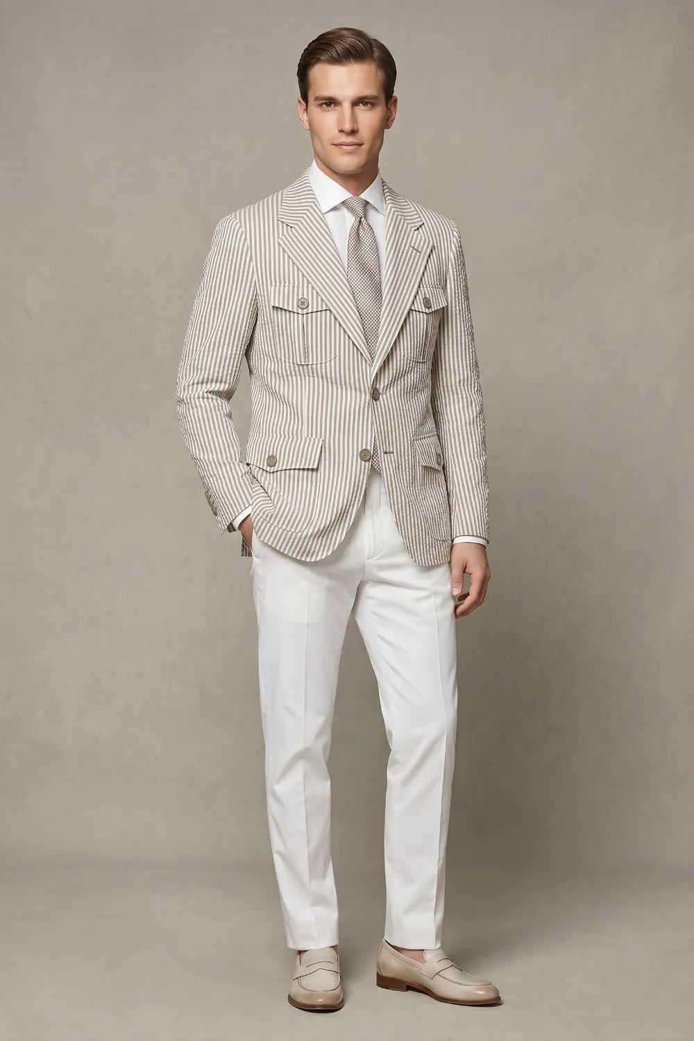 Men's Lightweight Seersucker 2 Piece Suit