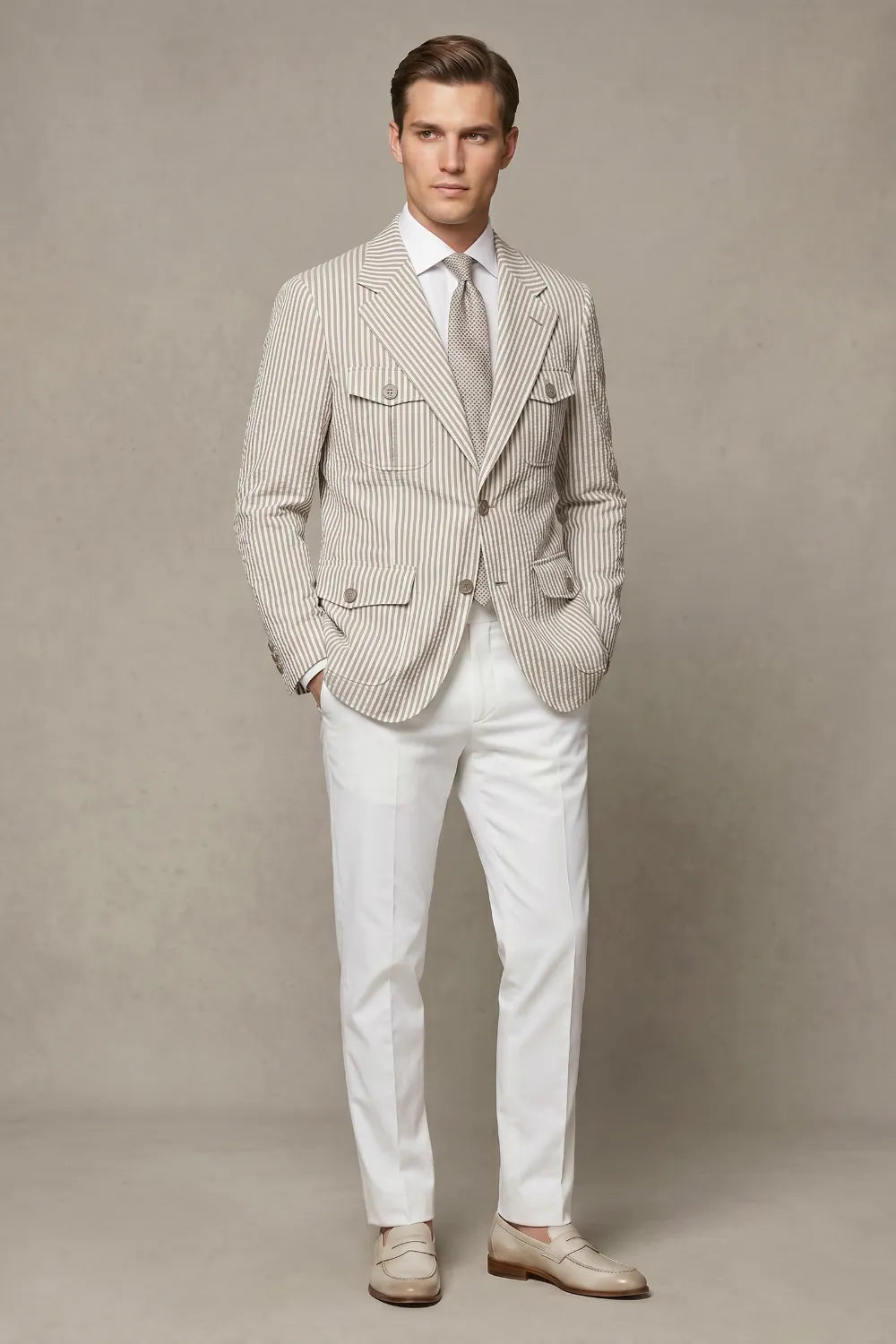 Men's Lightweight Seersucker 2 Piece Suit