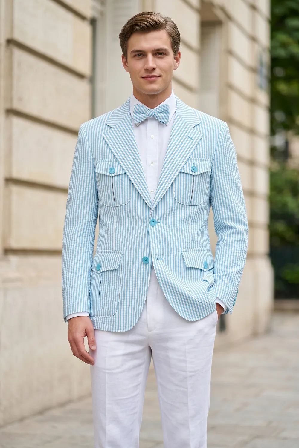 Men's Lightweight Seersucker 2 Piece Suit