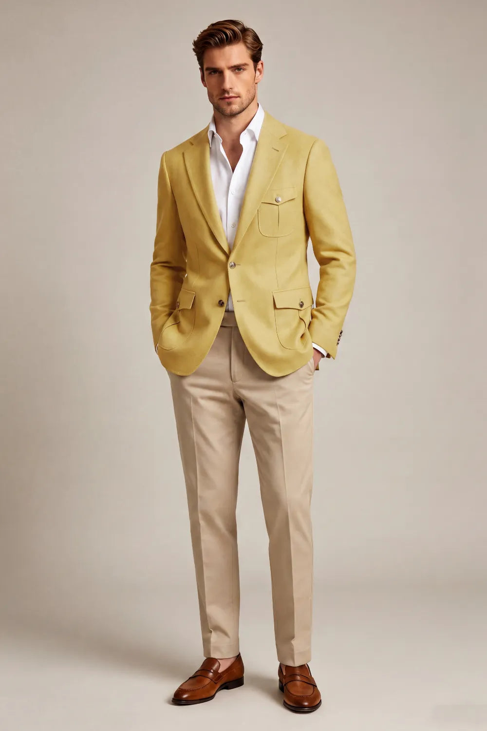 Men's Mustard Yellow Safari 2 Piece Suit