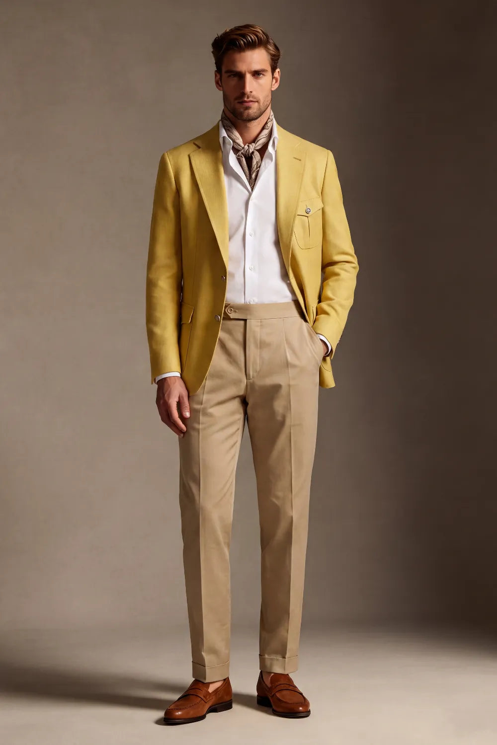 Men's Mustard Yellow Safari 2 Piece Suit