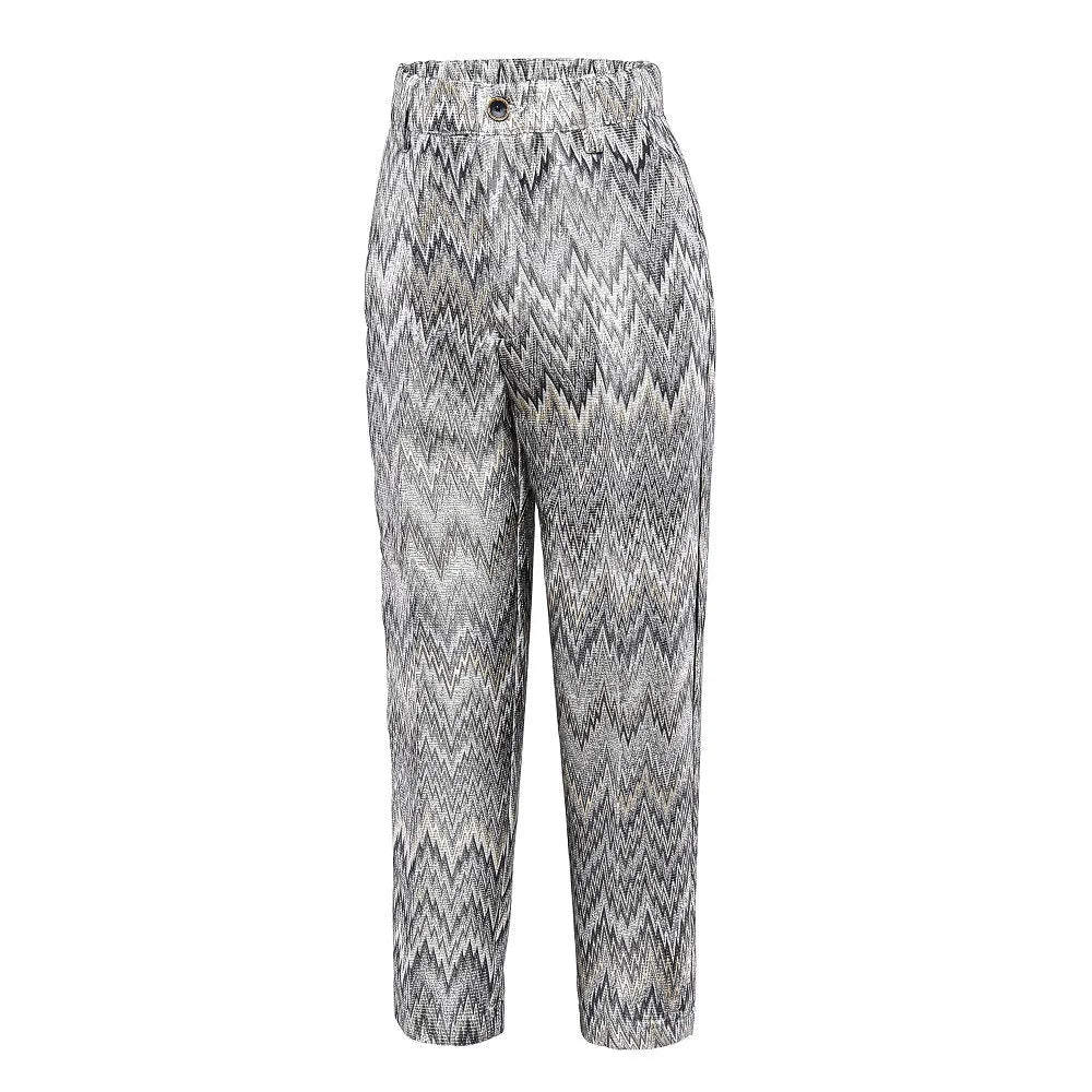Premium boys' trousers: Gray zigzag abstract print, formal tailored pants for parties