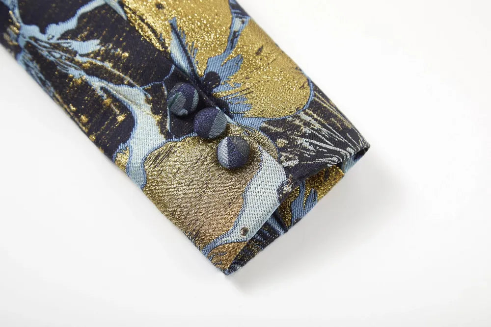 Floral boys tuxedo on white background with colorful flower pattern