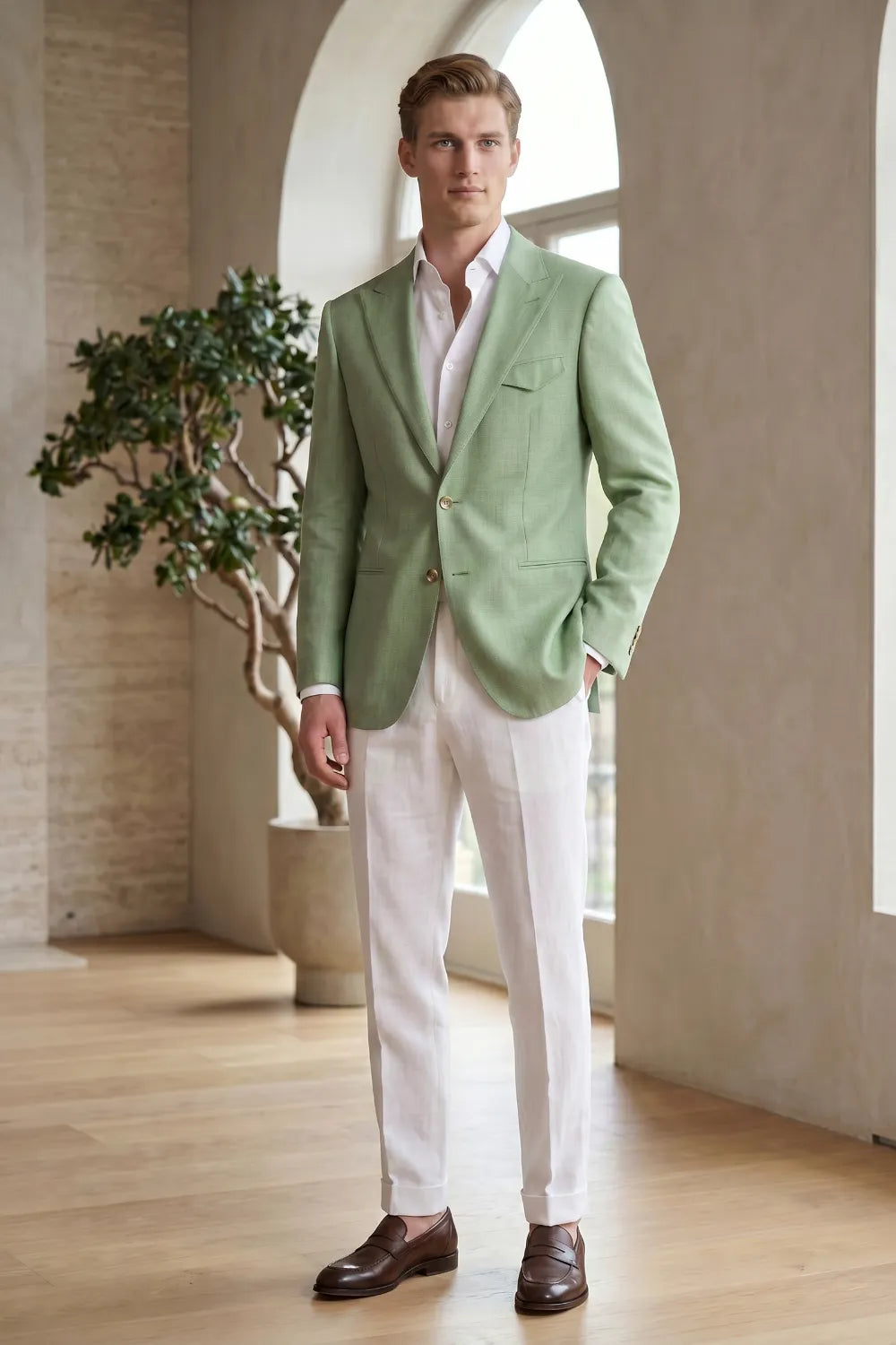 Men's Contemporary Peak Lapel 2 Piece Suit