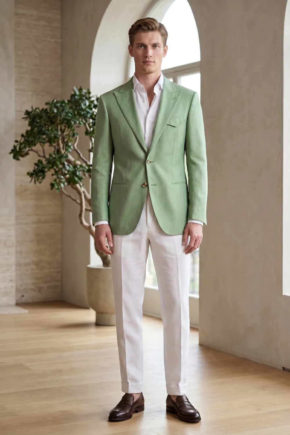 Men's Contemporary Peak Lapel 2 Piece Suit