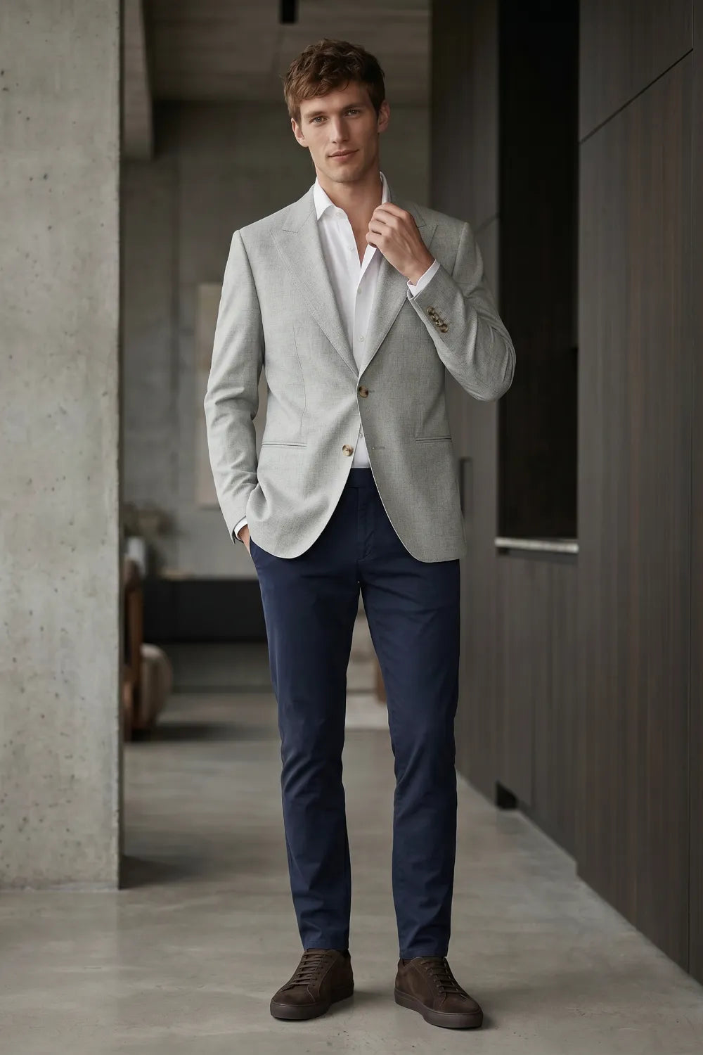 Men's Contemporary Peak Lapel 2 Piece Suit