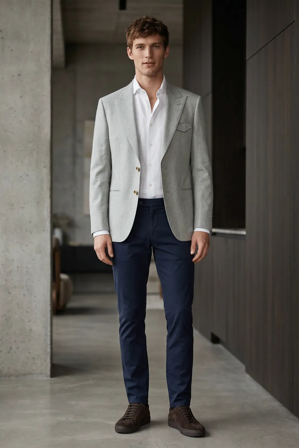 Men's Contemporary Peak Lapel 2 Piece Suit
