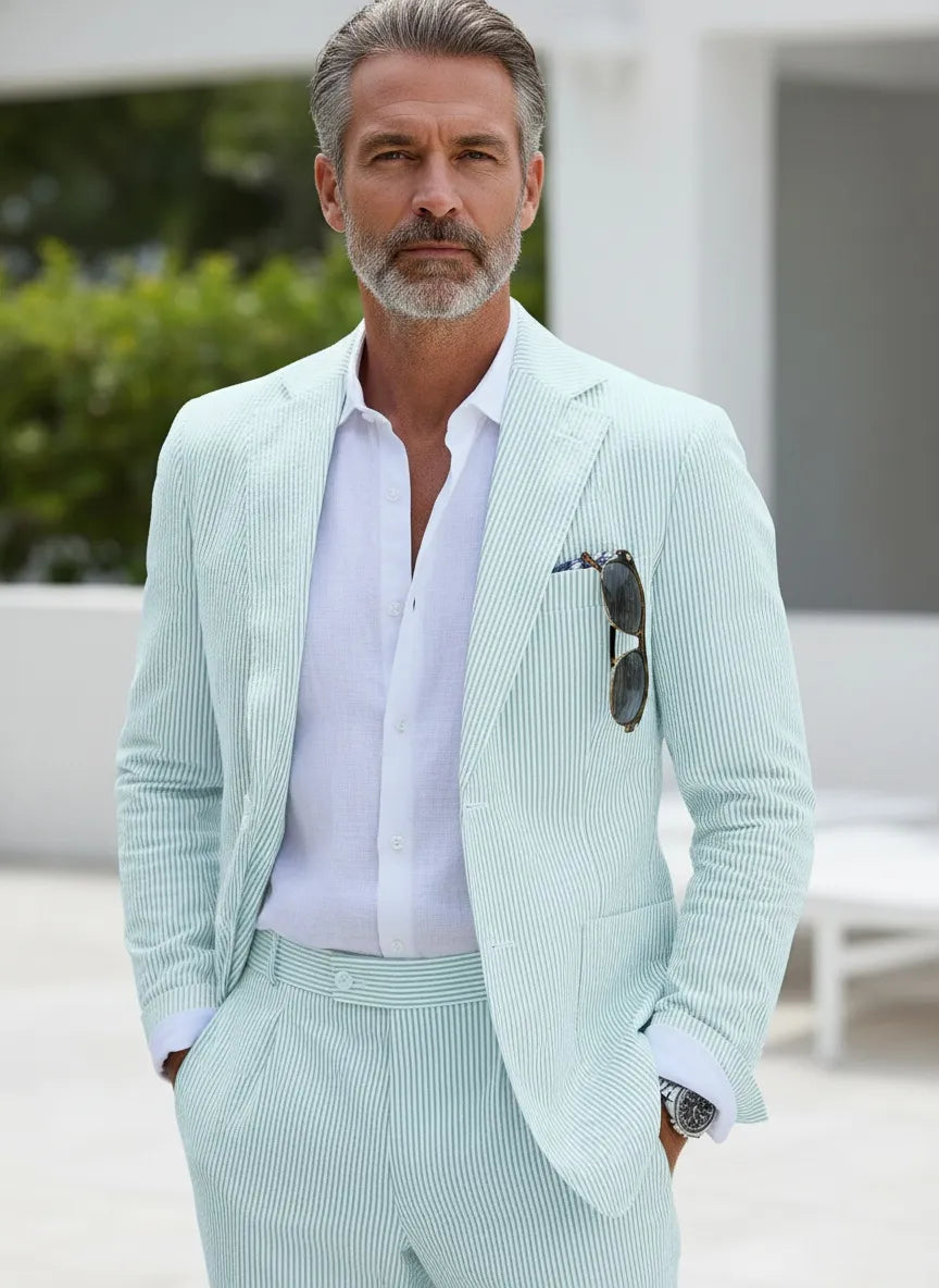 Men's Modern Fit Seersucker 2 Piece Suits