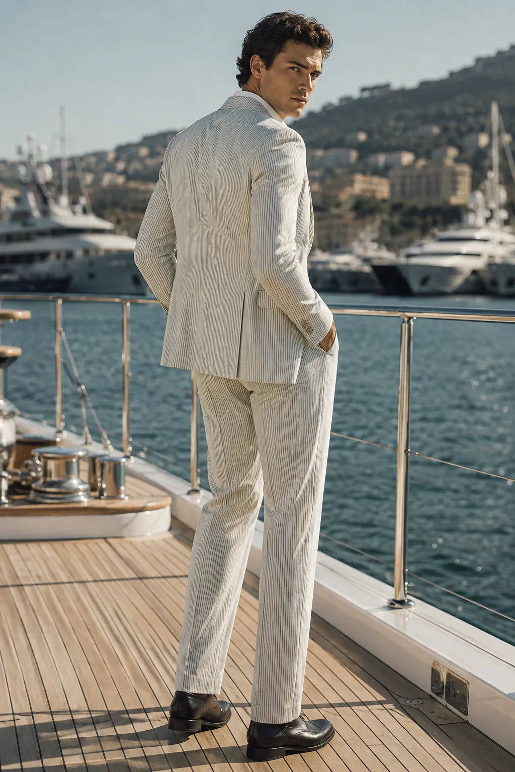 Men's Riviera Double-Breasted Seersucker 2 Piece Suit