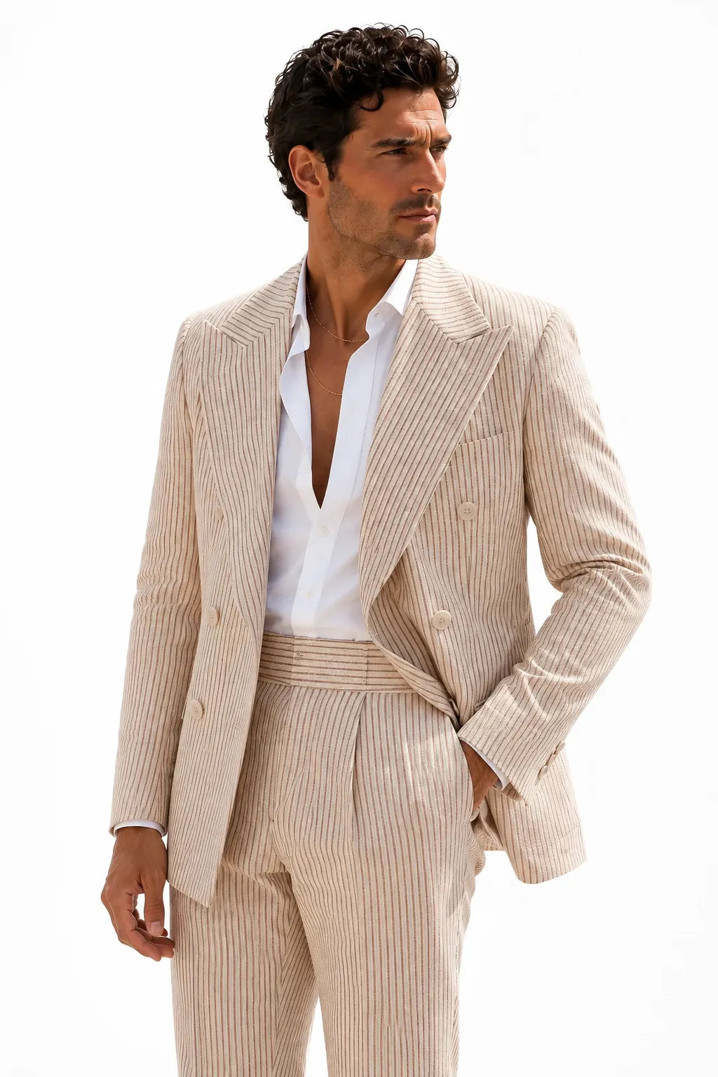 Men's Riviera Double-Breasted Seersucker 2 Piece Suit