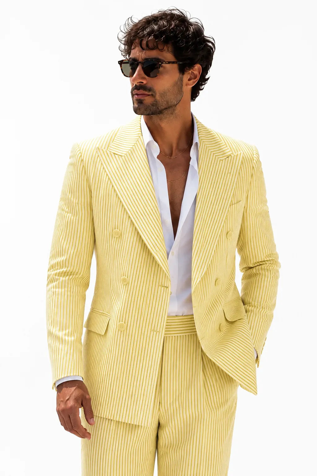 Men's Riviera Double-Breasted Seersucker 2 Piece Suit
