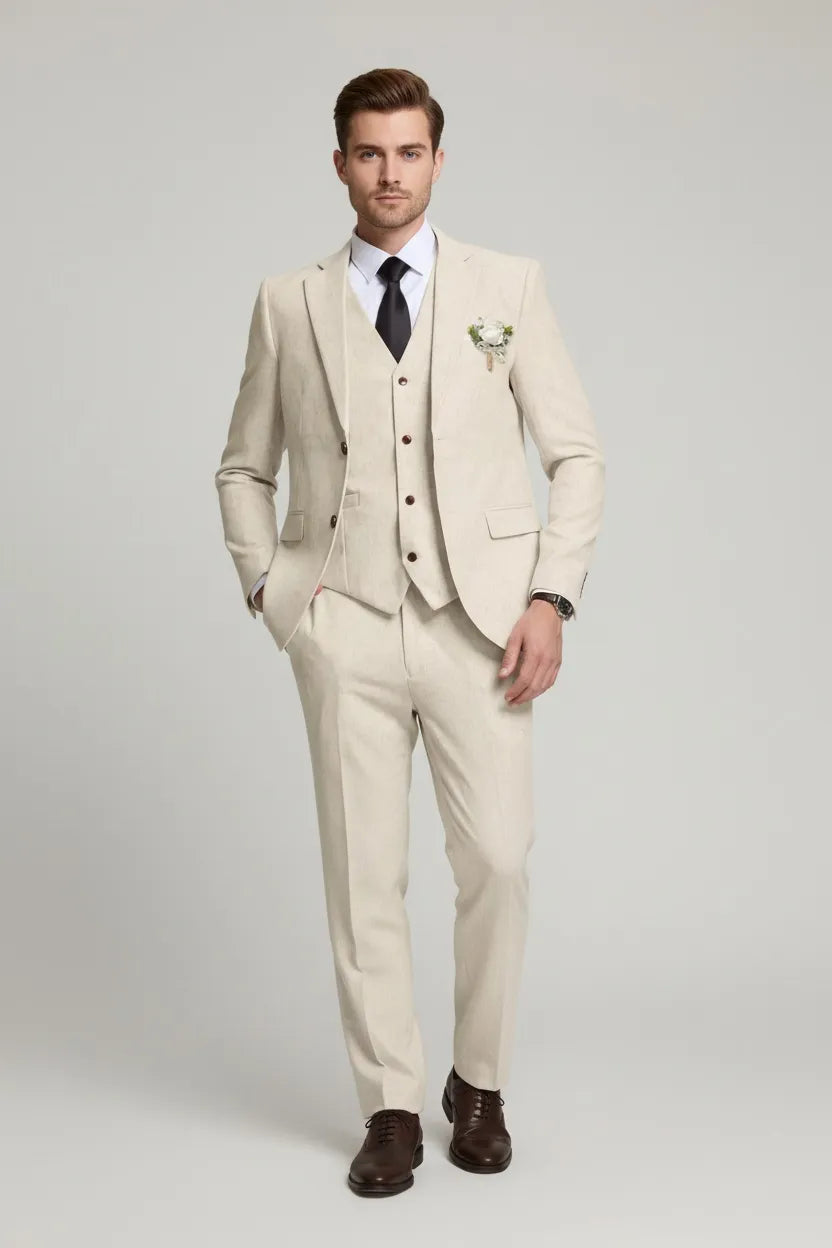 Men's Lightweight Summer Linen 3 Piece Suit