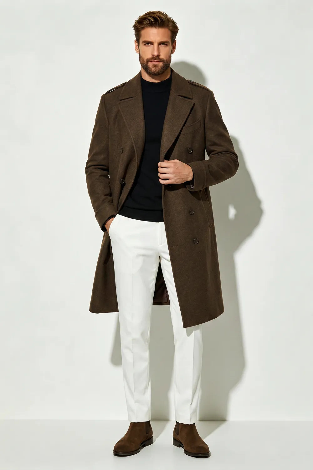 Men's Tailored Peak Lapel Dress Coat