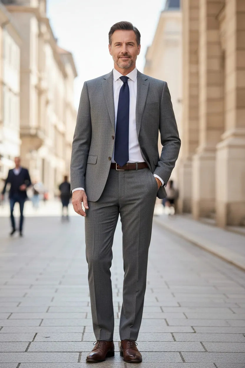 Smart Casual Charcoal Suit for Men Slim Fit Business Wear | Wehilion Smart Casual Charcoal Suit for Men Slim Fit Business Wear | Wehilion