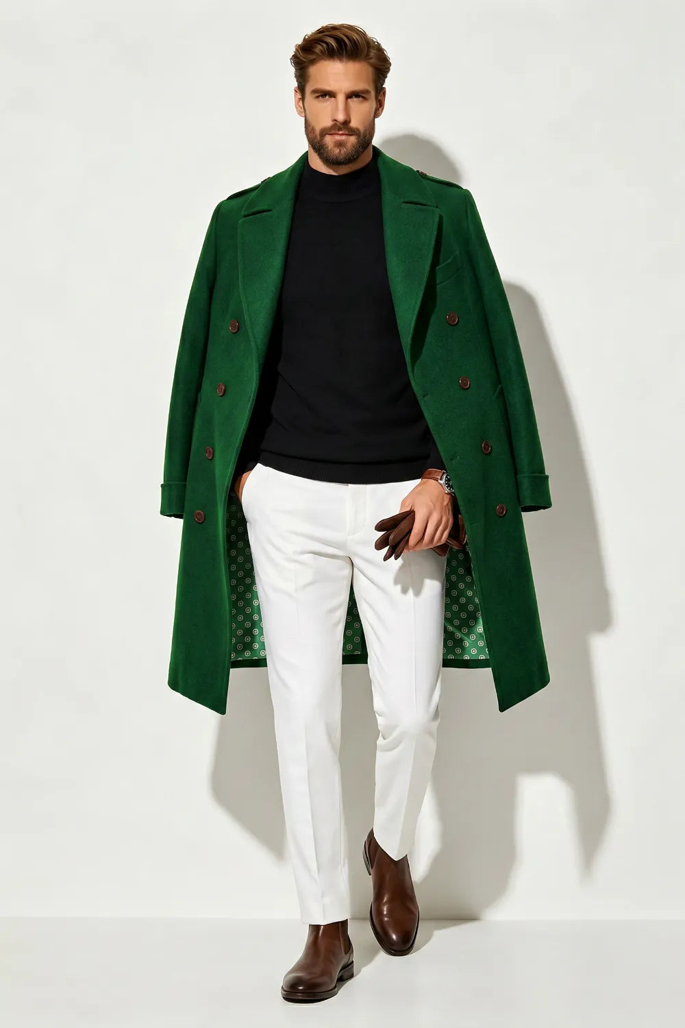 Men's Tailored Peak Lapel Dress Coat