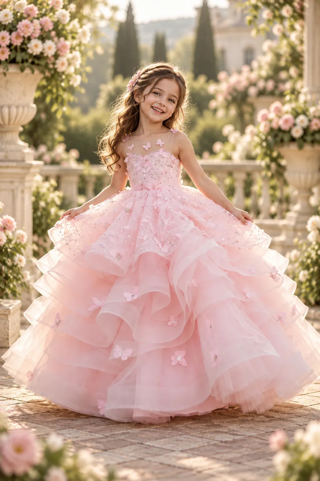 Butterfly Pink Tulle Princess Dress