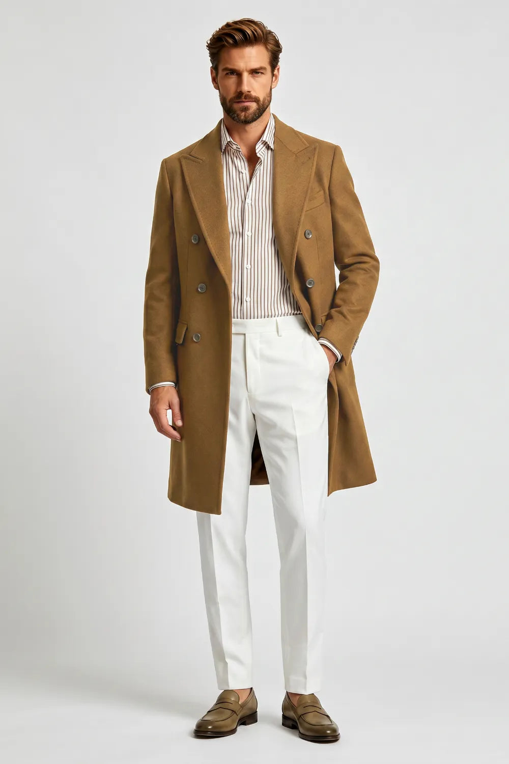 Men's Double-Breasted Officer Overcoat